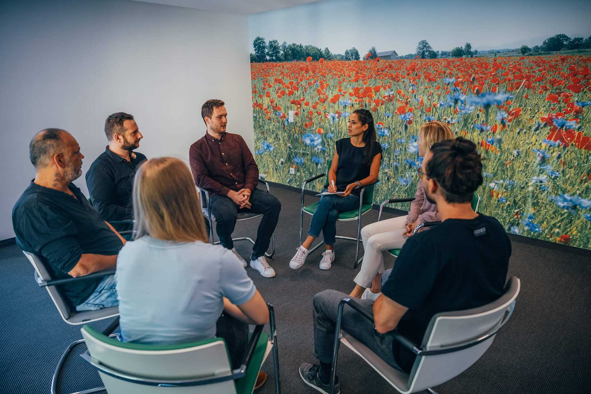 Sitzkreis während einer Gruppentherapie